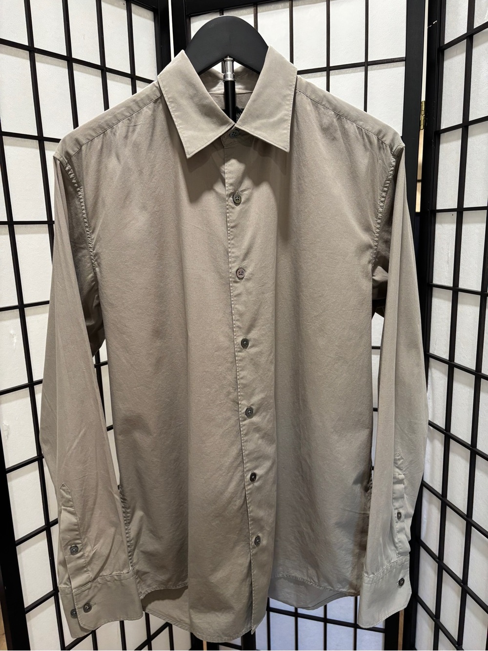 Banana Republic Classic Men’s M‎ Taupe Stretch Cotton Button Up Dress Shirt